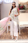 Maria B White Floral 3 Piece Unstitched Embroidered Lawn Suit