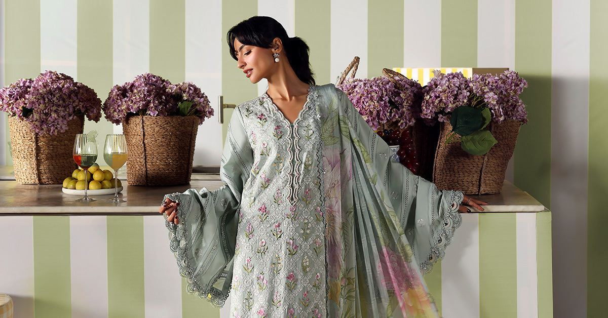 Maria B Designer Mint Green Lawn 3 Piece Unstitched Suit