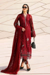 Maria B Pakistani Designer Red Embroidered Suit with Dupatta