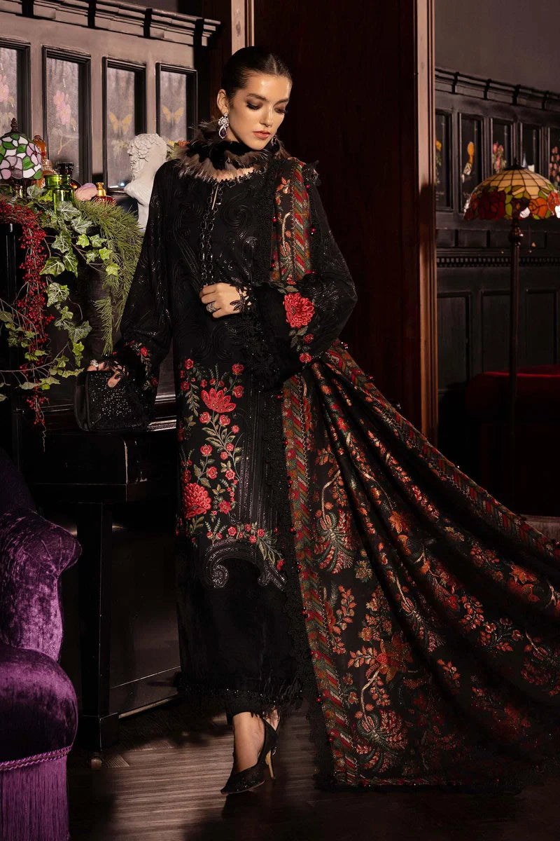 3 Piece Unstitched Embroidered Linen Suit