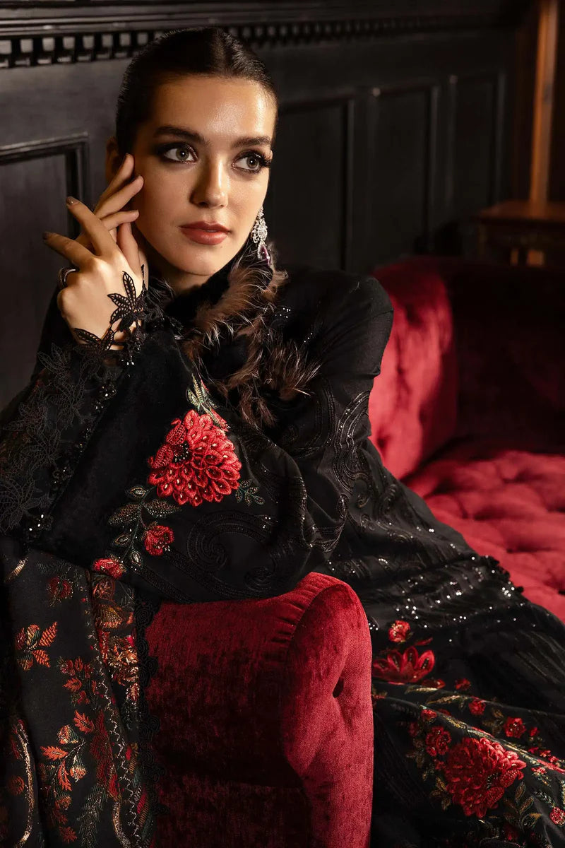 3 Piece Unstitched Embroidered Linen Suit
