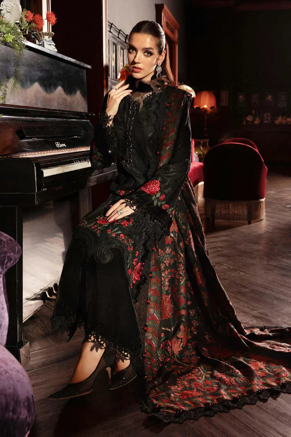 3 Piece Unstitched Embroidered Linen Suit