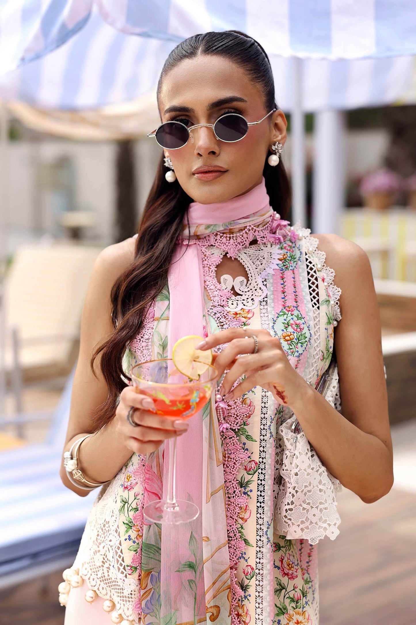 Maria B White Floral 3 Piece Unstitched Embroidered Lawn Suit