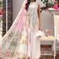 Maria B White Floral 3 Piece Unstitched Embroidered Lawn Suit