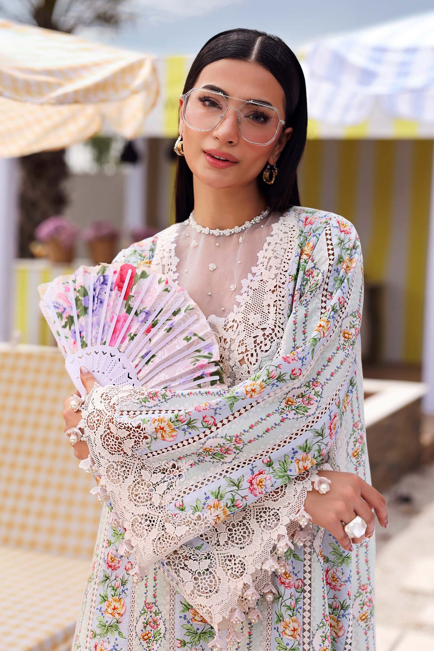 Maria B Elegant Floral Embroidered Pakistani Lawn Suit – Blue