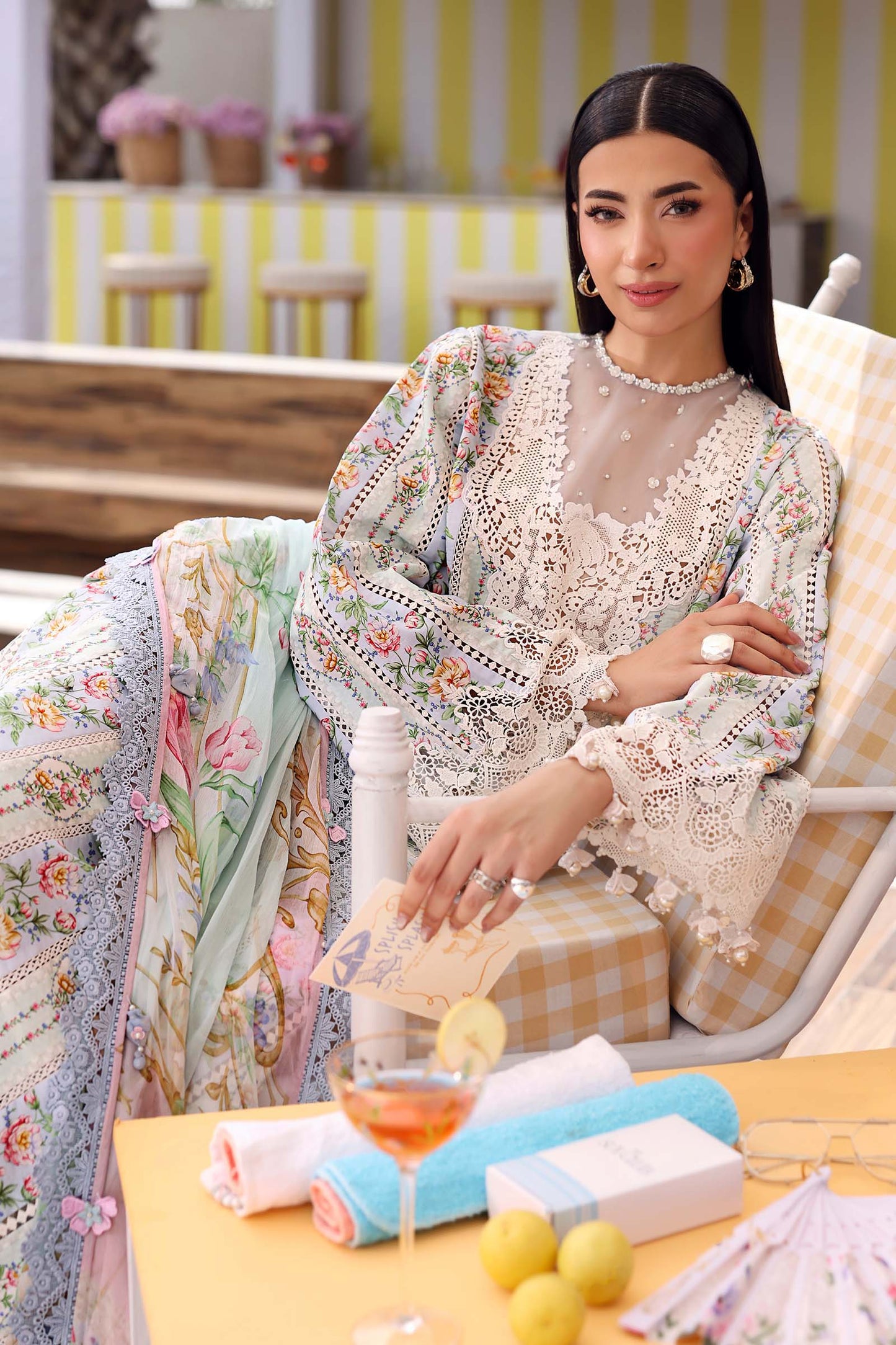 Maria B Elegant Floral Embroidered Pakistani Lawn Suit – Blue