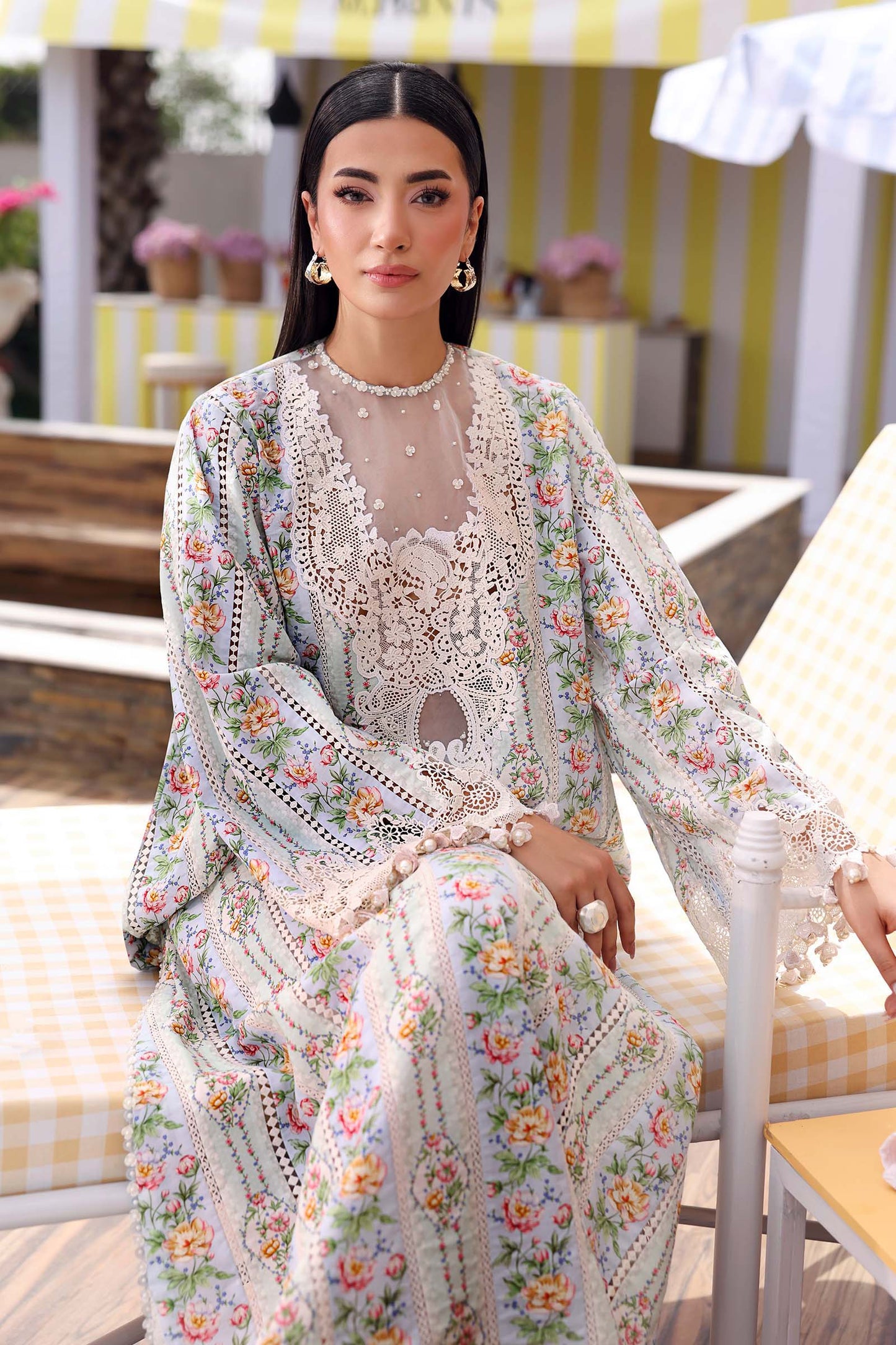 Maria B Elegant Floral Embroidered Pakistani Lawn Suit – Blue