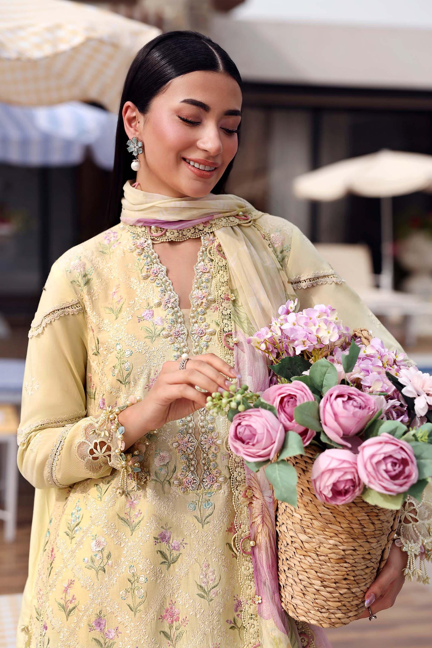 Maria B Pastel Yellow 3 Piece Unstitched Embroidered Lawn Suit