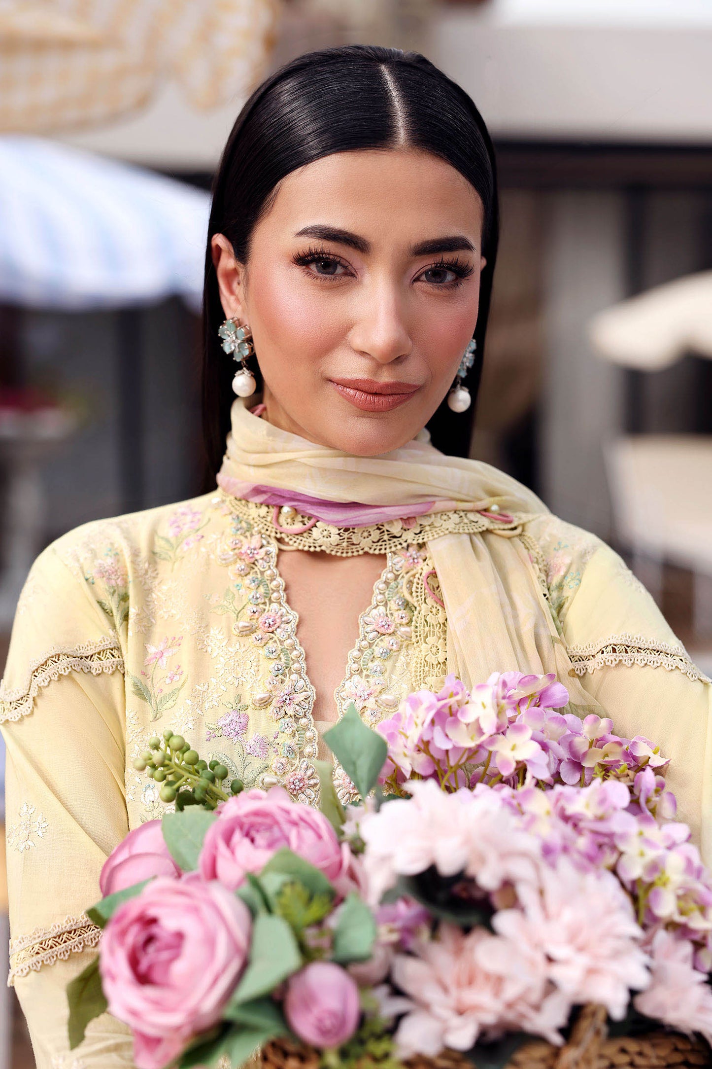 Maria B Pastel Yellow 3 Piece Unstitched Embroidered Lawn Suit