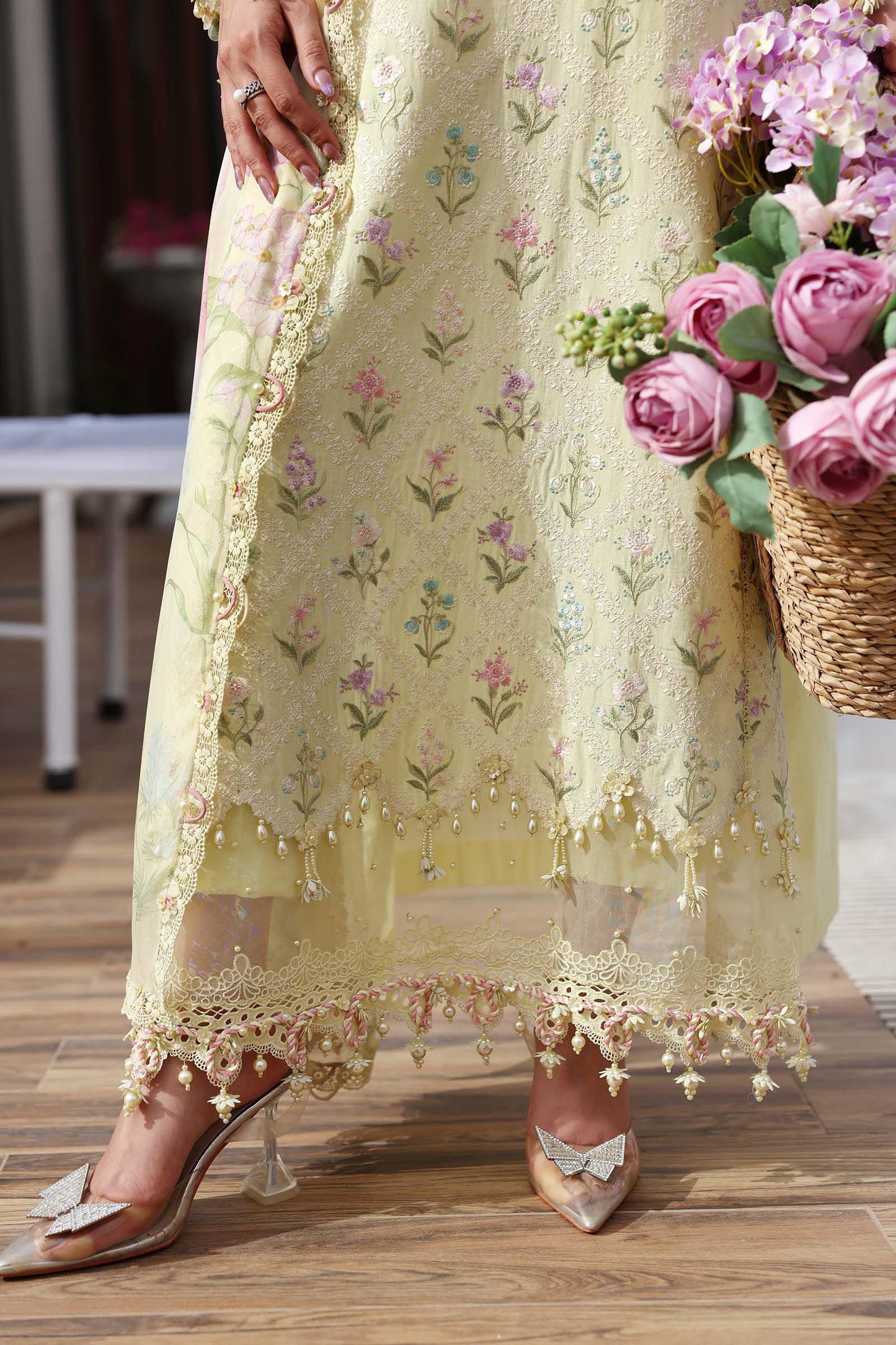 Maria B Pastel Yellow 3 Piece Unstitched Embroidered Lawn Suit