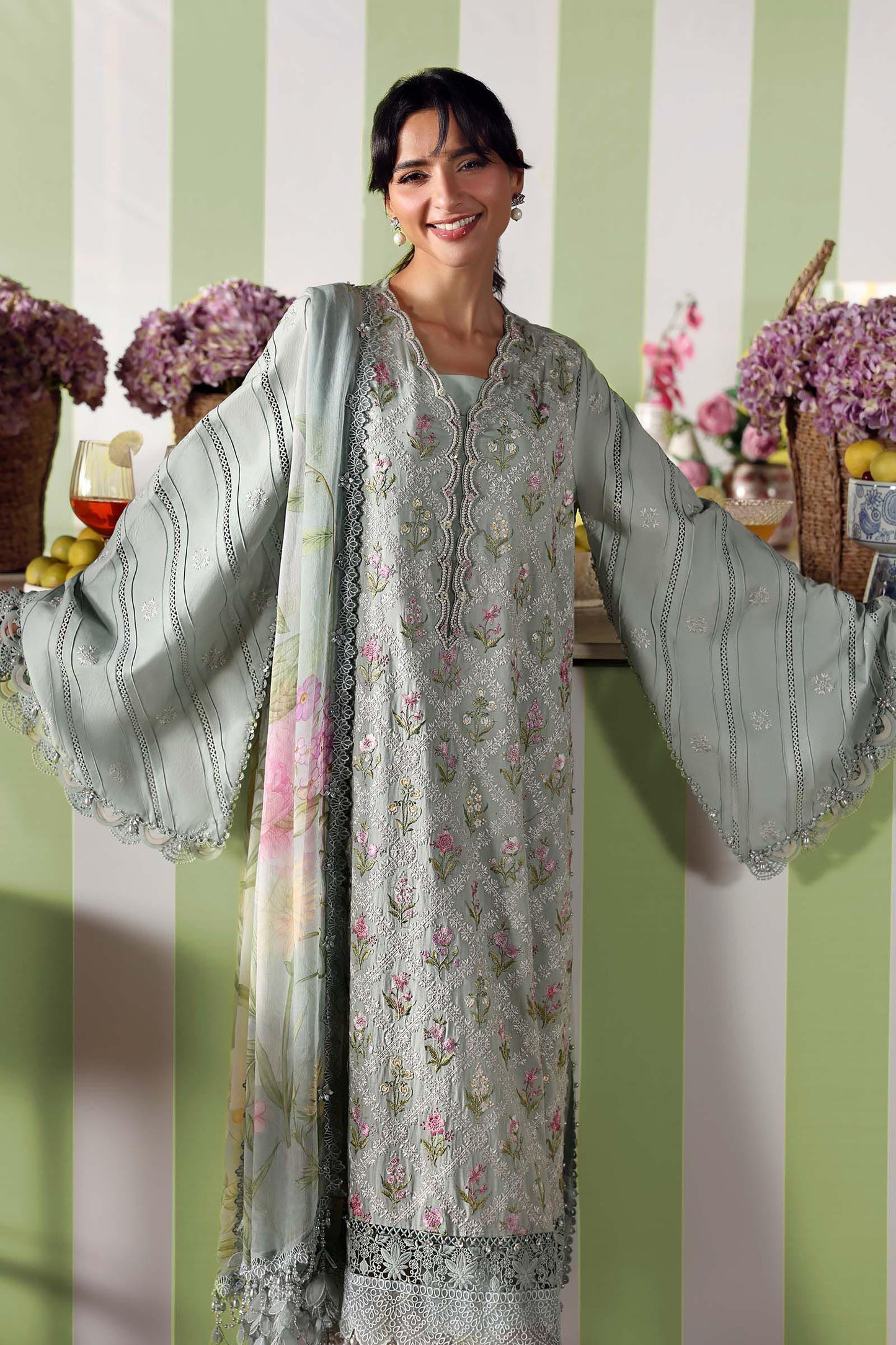 Maria B Designer Mint Green Lawn 3 Piece Unstitched Suit