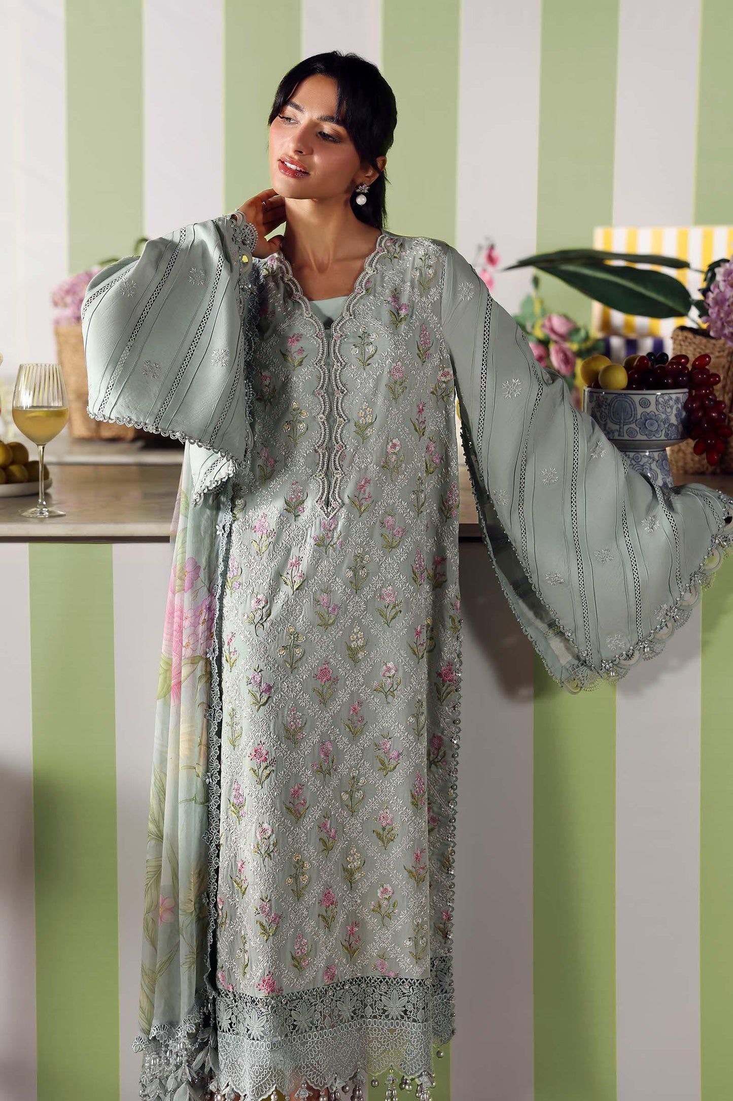 Maria B Designer Mint Green Lawn 3 Piece Unstitched Suit