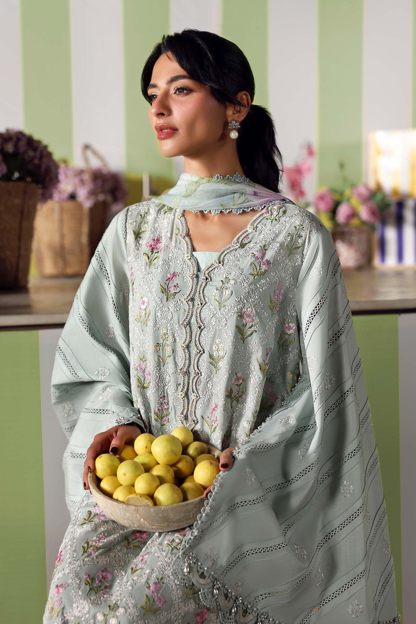Maria B Designer Mint Green Lawn 3 Piece Unstitched Suit