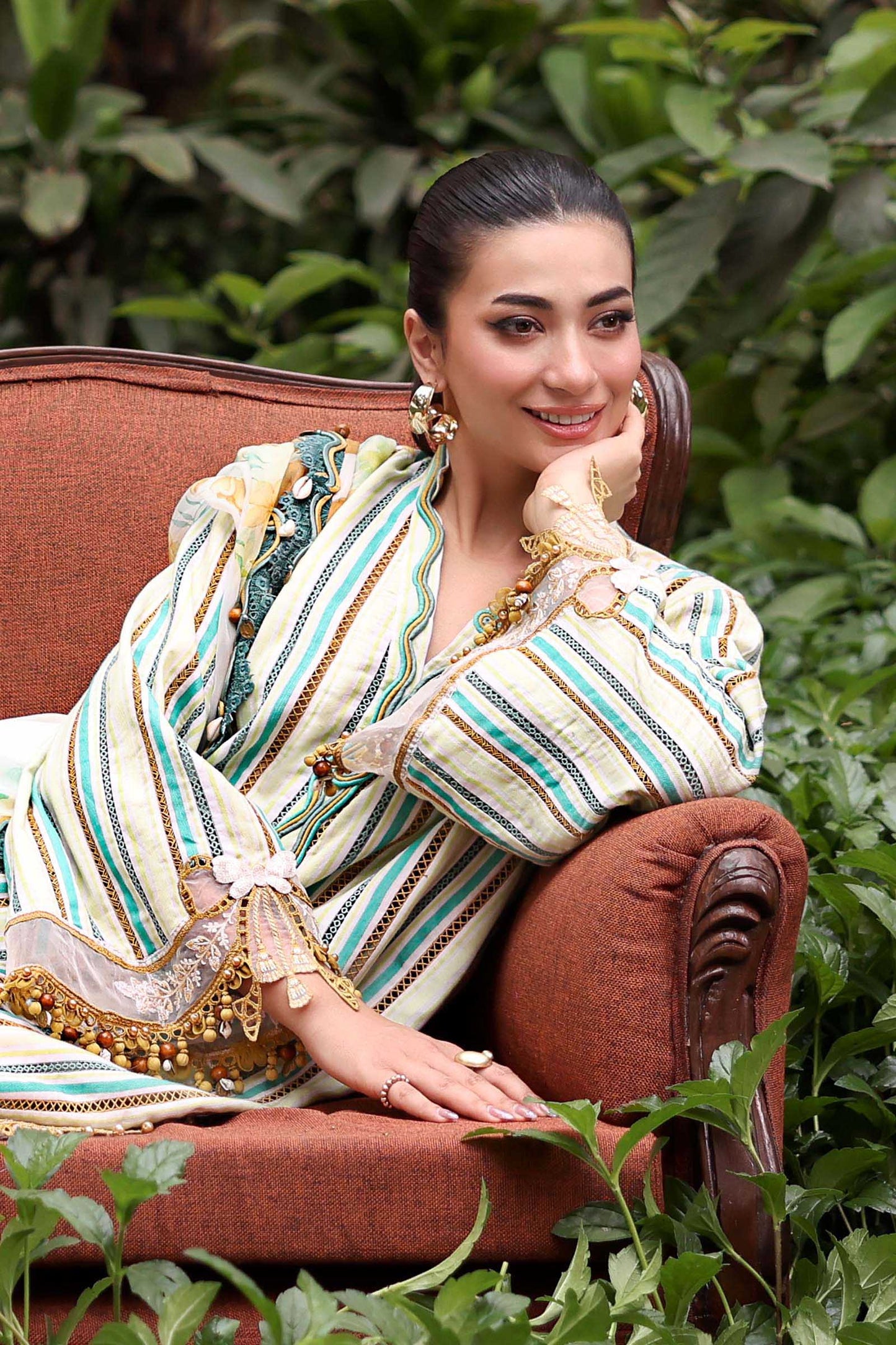 Maria B Multicolor Striped 3 Piece Unstitched Embroidered Lawn Suit