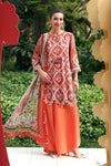 Maria B Orange Floral 3 Piece Unstitched Embroidered Lawn Suit