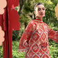 Maria B Orange Floral 3 Piece Unstitched Embroidered Lawn Suit