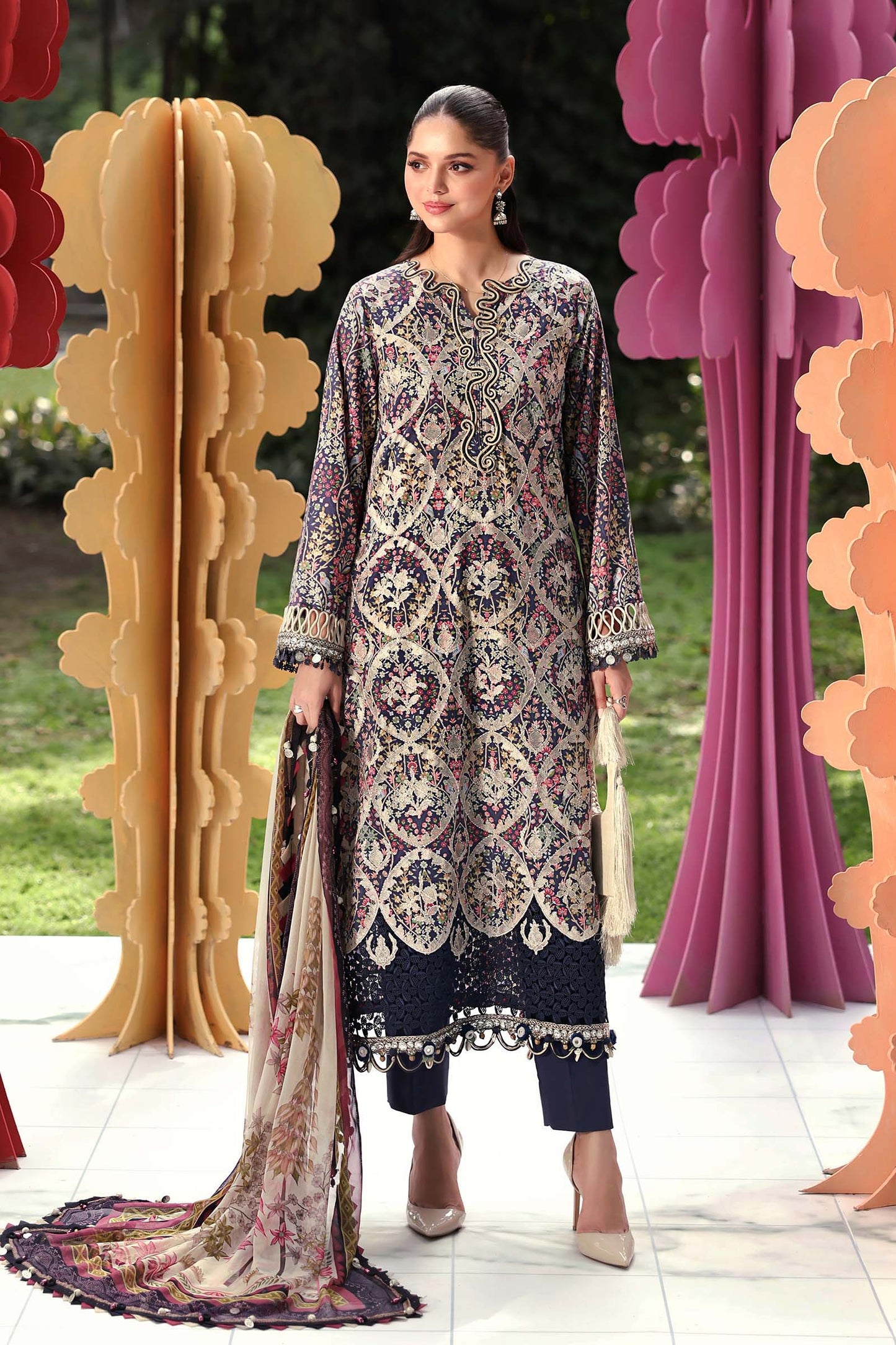 Maria B Pakistani Designer Printed Lawn Suit with Dupatta