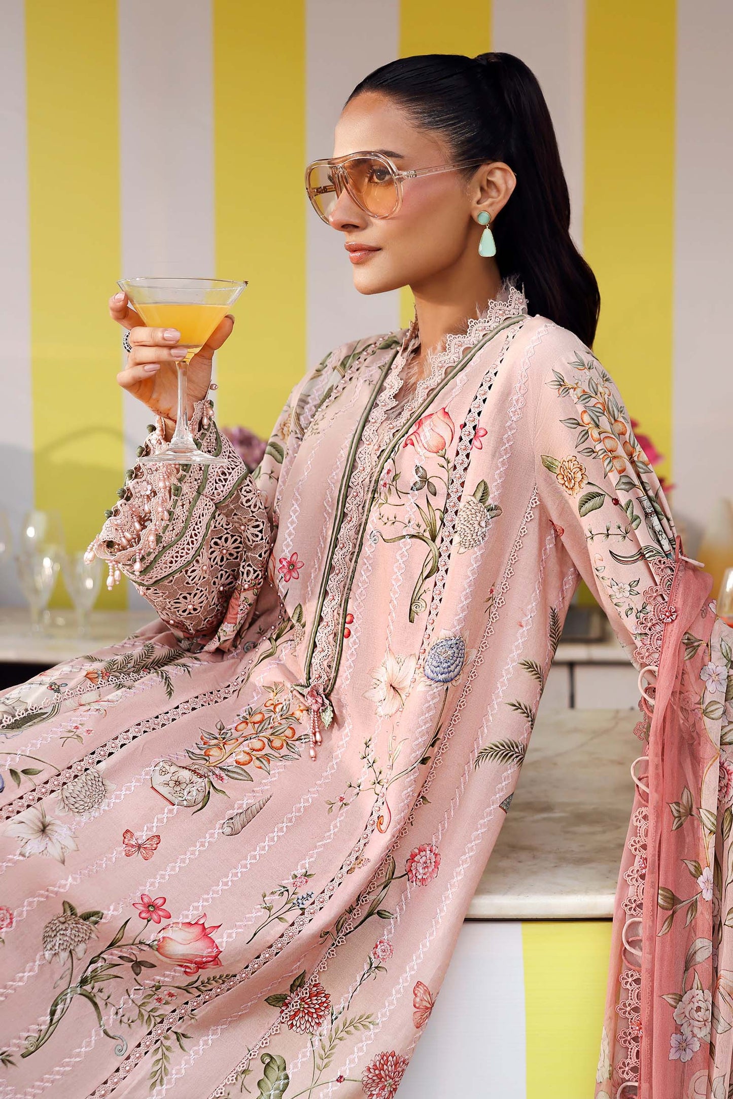 Maria B Blush Pink 3 Piece Unstitched Embroidered Lawn Suit