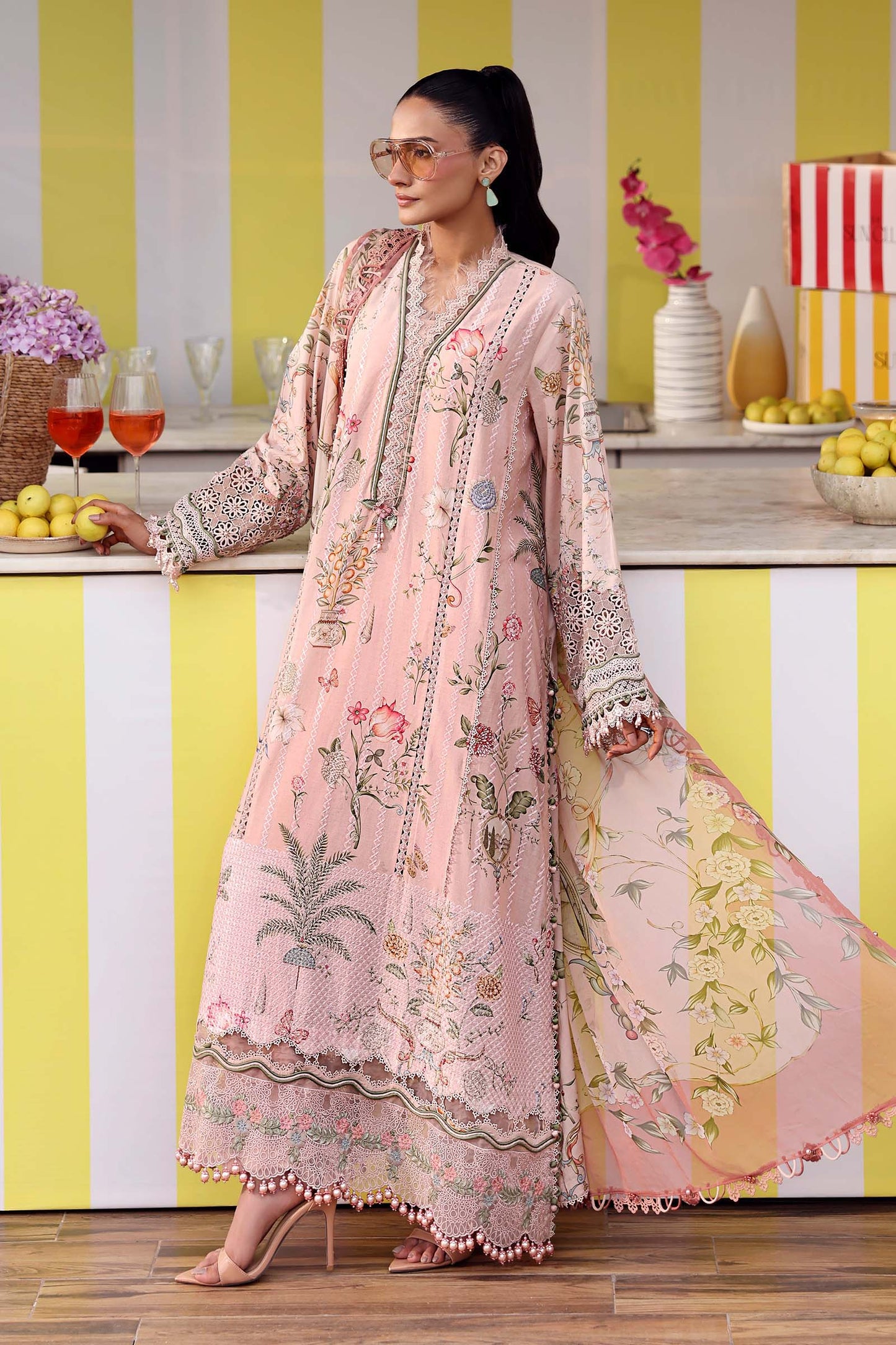 Maria B Blush Pink 3 Piece Unstitched Embroidered Lawn Suit