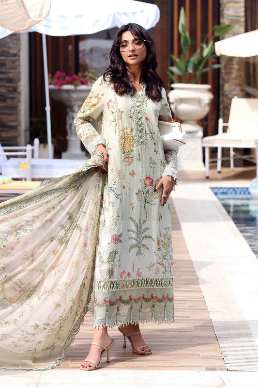 Maria B Sage Floral 3 Piece Unstitched Embroidered Lawn Suit