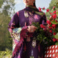 Maria B Pakistani Designer Purple Lawn Suit with Printed Dupatta