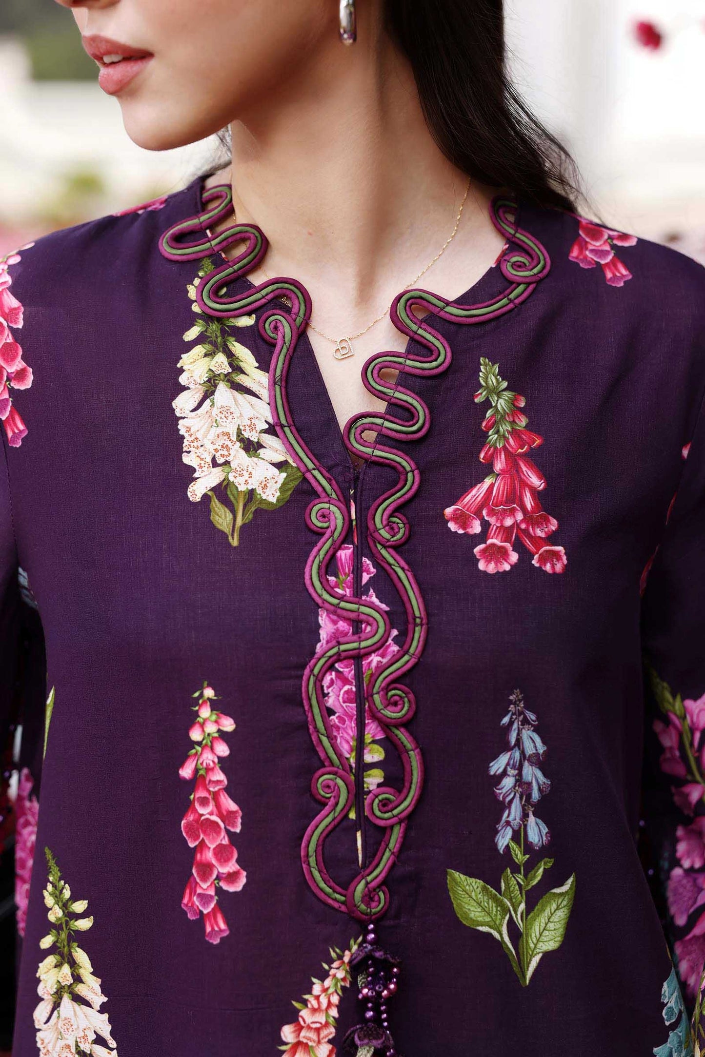 Maria B Pakistani Designer Purple Lawn Suit with Printed Dupatta