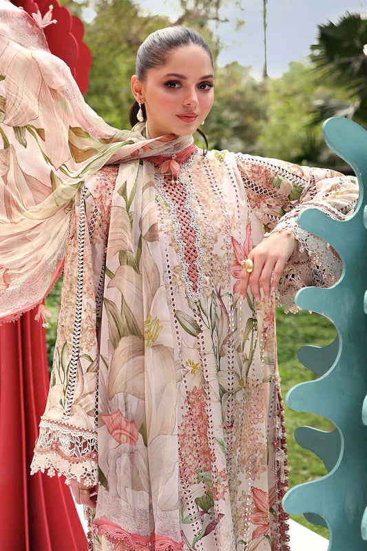 Maria B Pastel Floral 3 Piece Unstitched Embroidered Lawn Suit