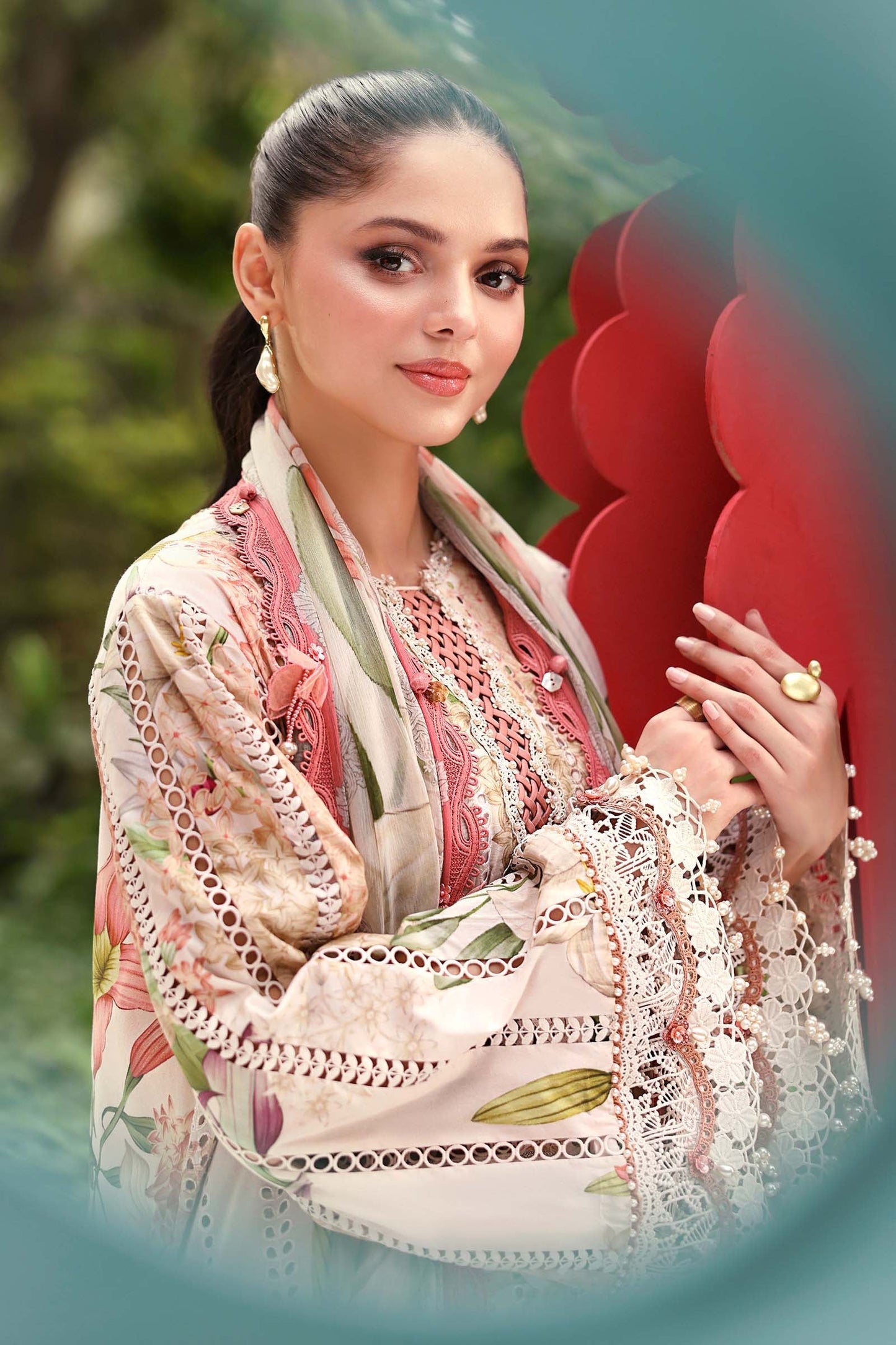 Maria B Pastel Floral 3 Piece Unstitched Embroidered Lawn Suit