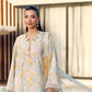 Maria B Soft Ivory Floral Embroidered Lawn Dress with Dupatta