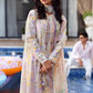 Maria B Luxury Peach Floral Embroidered Lawn Suit with Dupatta