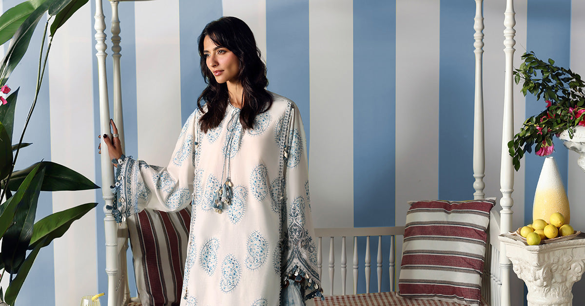 Maria B Luxury Blue Printed Lawn Suit with Dupatta – 3 Piece