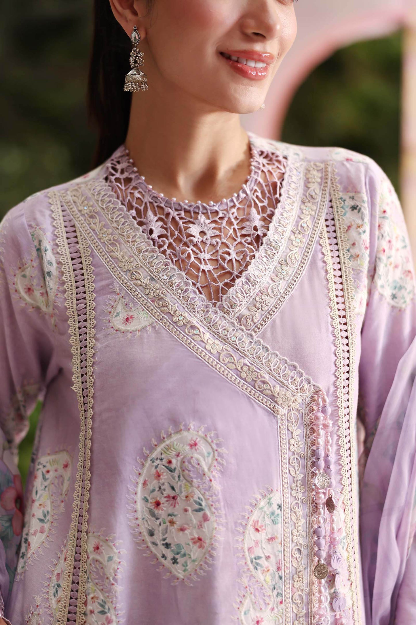 Maria B Premium Lilac Embroidered Lawn 3 Piece Unstitched Suit with Printed Dupatta