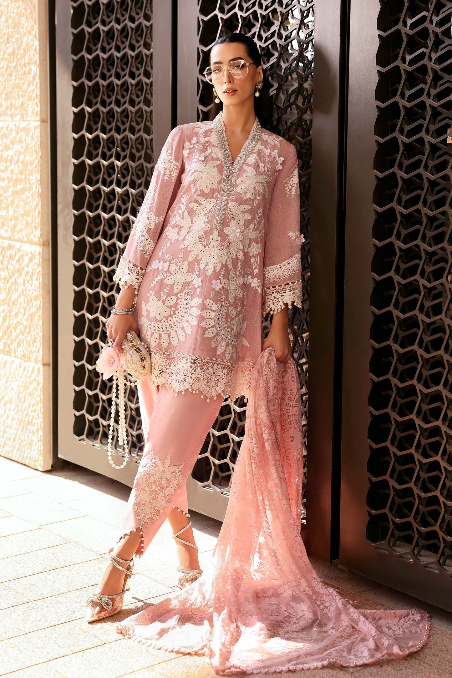 3 Piece Unstitched Embroidered Lawn Karandi Suit