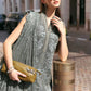 Maria B 3 Piece Unstitched Embroidered Lawn Karandi Suit – Sage Grey Elegance