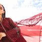 Maria B Pakistani Designer Red Embroidered Suit with Dupatta
