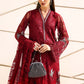 Maria B Pakistani Designer Red Embroidered Suit with Dupatta