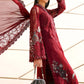 Maria B Pakistani Designer Red Embroidered Suit with Dupatta