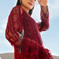Maria B Pakistani Designer Red Embroidered Suit with Dupatta