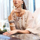 Maria B Luxury Ivory Embroidered Lawn Suit with Chiffon Dupatta