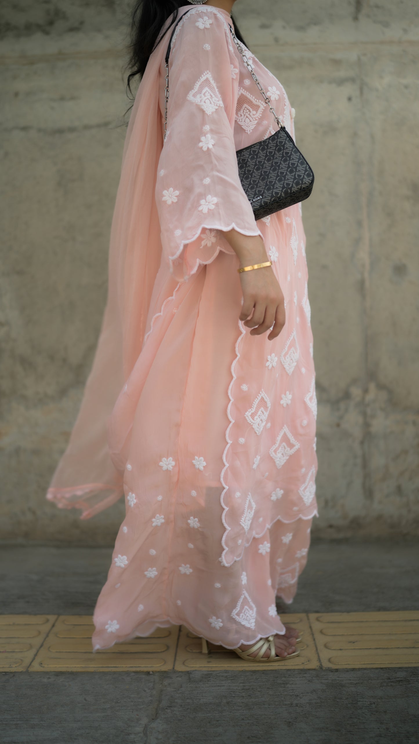 Pure Crepe Pink Chikankari Kurta Set with Dupatta