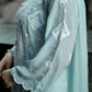 Pure Crepe Sky Blue Chikankari Kurta Set with Dupatta