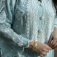 Pure Crepe Sky Blue Chikankari Kurta Set with Dupatta