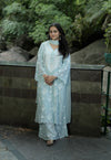 Pure Crepe Sky Blue Chikankari Kurta Set with Dupatta