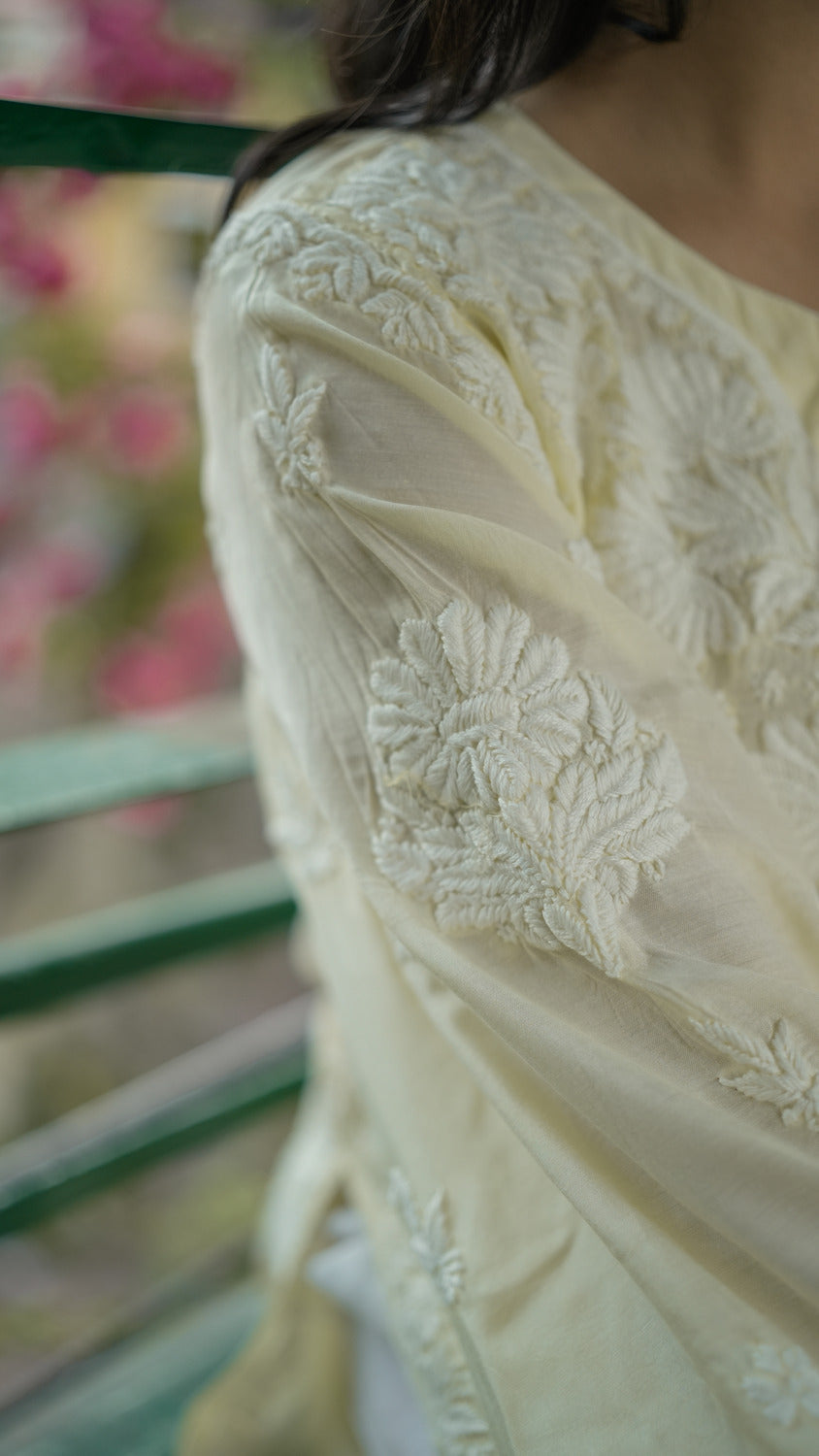 Lemon Yellow Chikankari Muslin Kurta