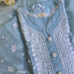 Pure Crepe Sky Blue Chikankari Kurta Set with Dupatta