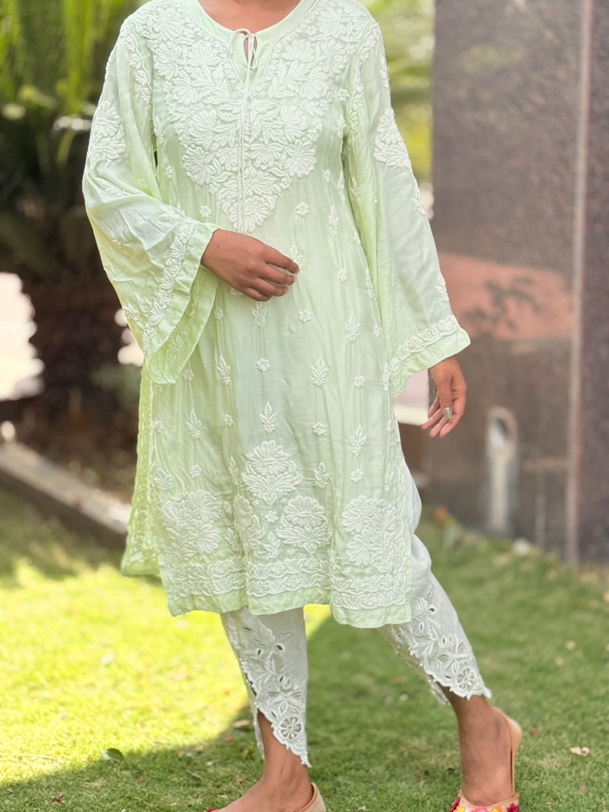 Pastel Green Chikankari Muslin Kurta