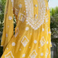 Pure Crepe Yellow Chikankari Kurta Set with Dupatta